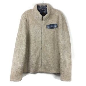 Pendleton Sherpa Fleece Long Sleeve Full Zip Wool Jacket in Ivory